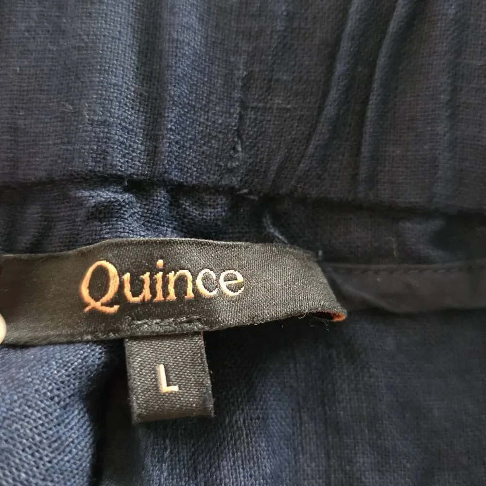 Quince Women's Size Large Navy Blue 100% Linen Pants